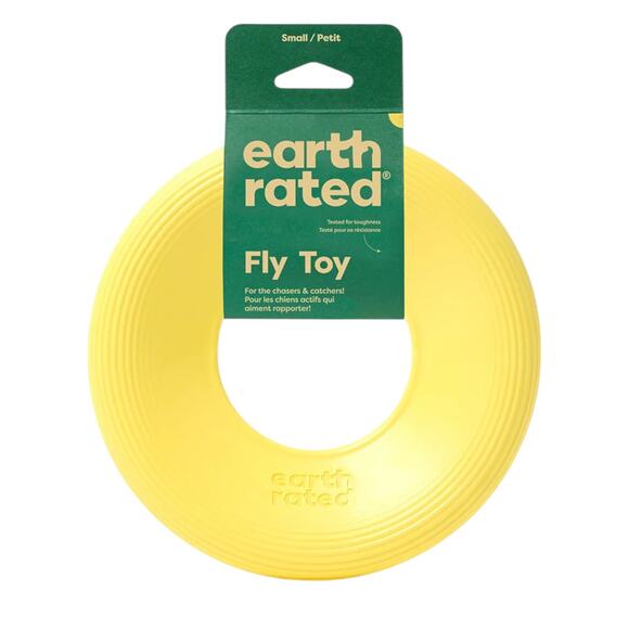 Earth Rated Small Fly Disc Dog Toy Yellow Tough Chew Frisbee Floating Fetch Toss - Picture 1 of 6